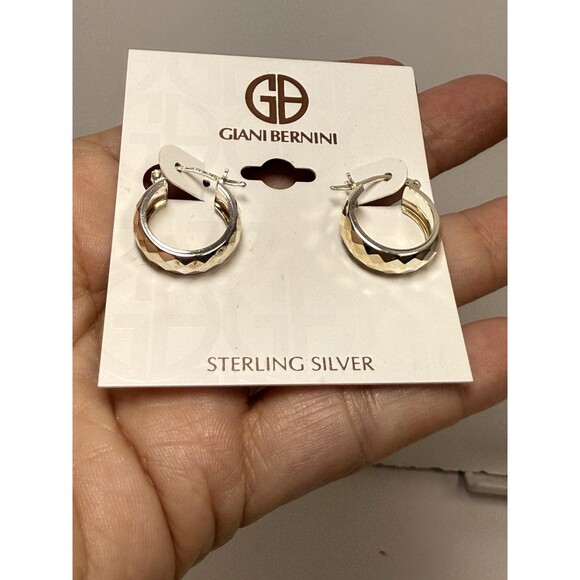 Giani Bernini Sterling silver Textured Hoop Earrings New - Picture 2 of 7